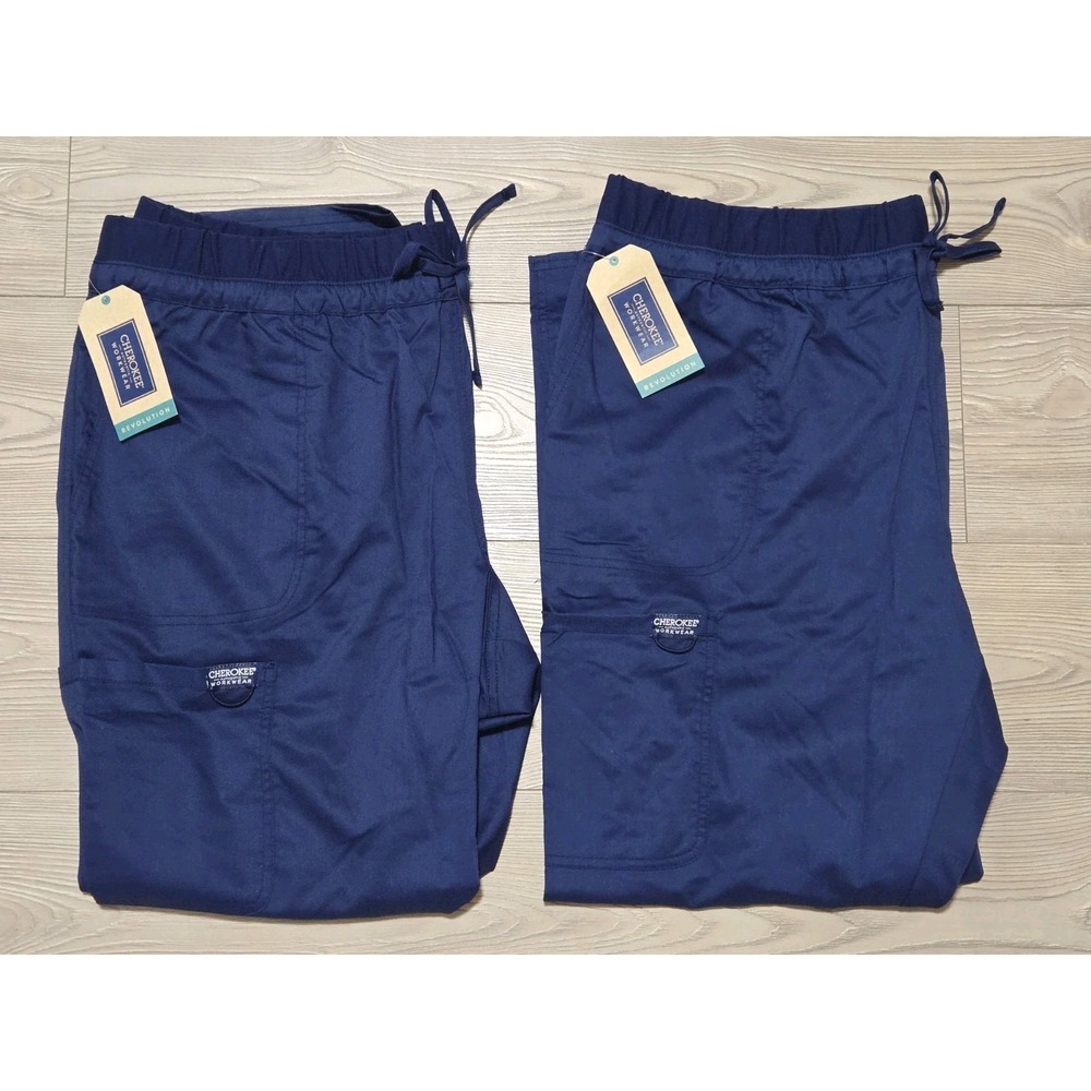 2 Pairs‎ Cherokee Scrubs Women Mid Rise Tapered Leg Drawstring Pant Size 2XL NWT